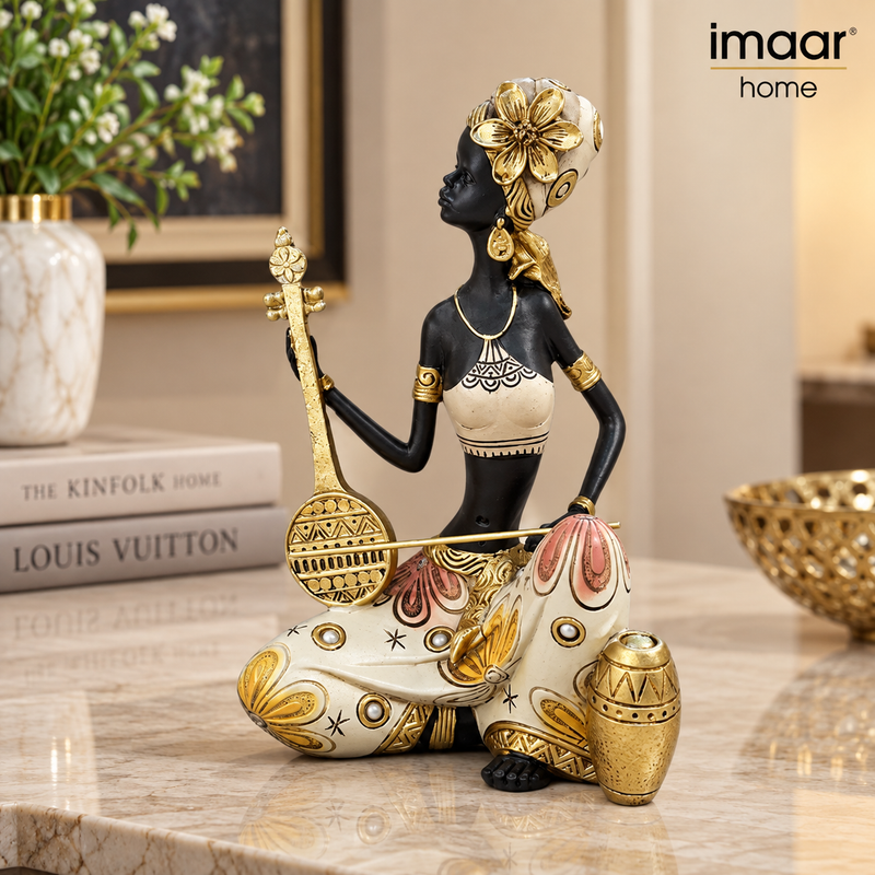 Royal Ethnic Musician Woman Showpiece