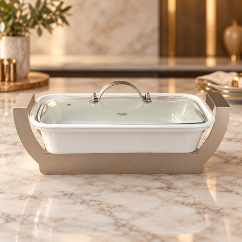 Luxury Rectangular Ceramic Casserole with Stand