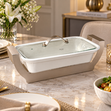 Luxury Rectangular Ceramic Casserole with Stand