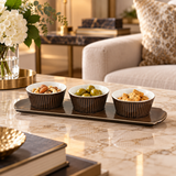 Elegant Brown Bowl Set with Serving Platter 4 Piece