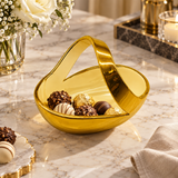 Elegant Gold Rim Sculptural Basket Bowl