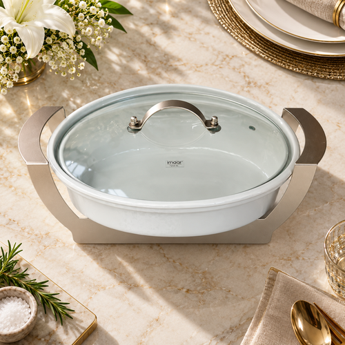 Luxury Oval Buffet Casserole with Gold Stand