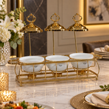 3 Piece Gold & Ceramic Casserole Set