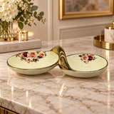 Modern Cream & Gold Double Bowl Serving Dish