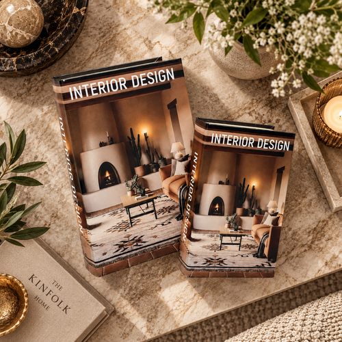 Modern Fireplace Scene Storage Book 2 Piece Set