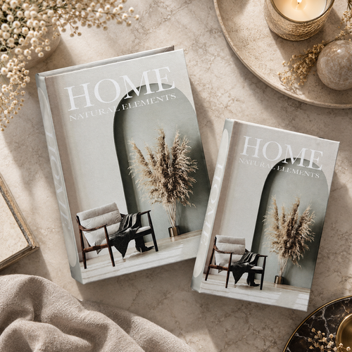 Modern "Natural Elements" Storage Book 2 Piece Set