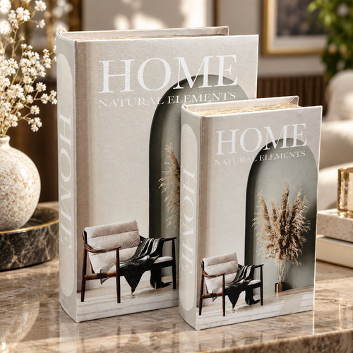 Modern "Natural Elements" Storage Book 2 Piece Set