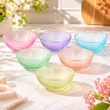 Multicolored Textured Glass Bowls Set of 6