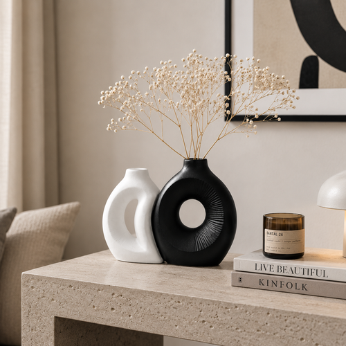 Modern Dual Tone Ceramic Vase Set