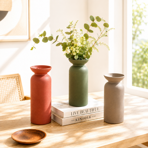 Minimalist Textured Ceramic Vase Set