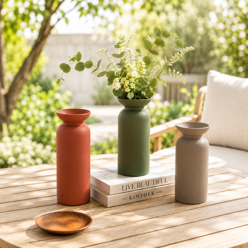 Minimalist Textured Ceramic Vase Set