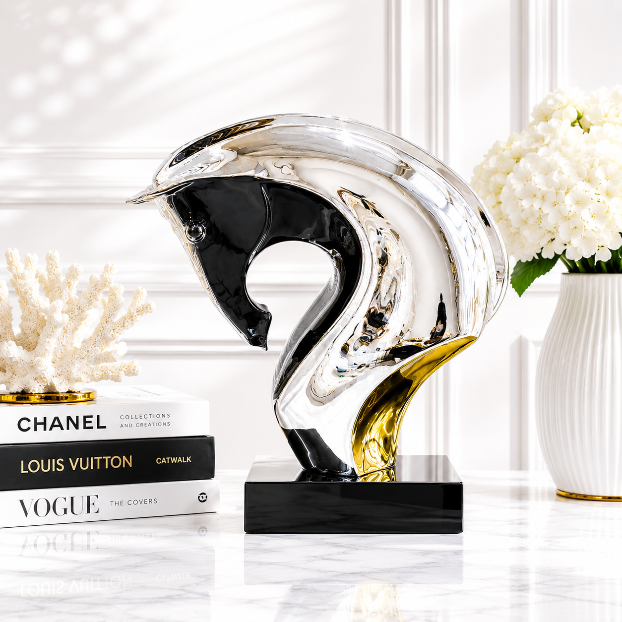Stallion Chrome Abstract Horse Bust