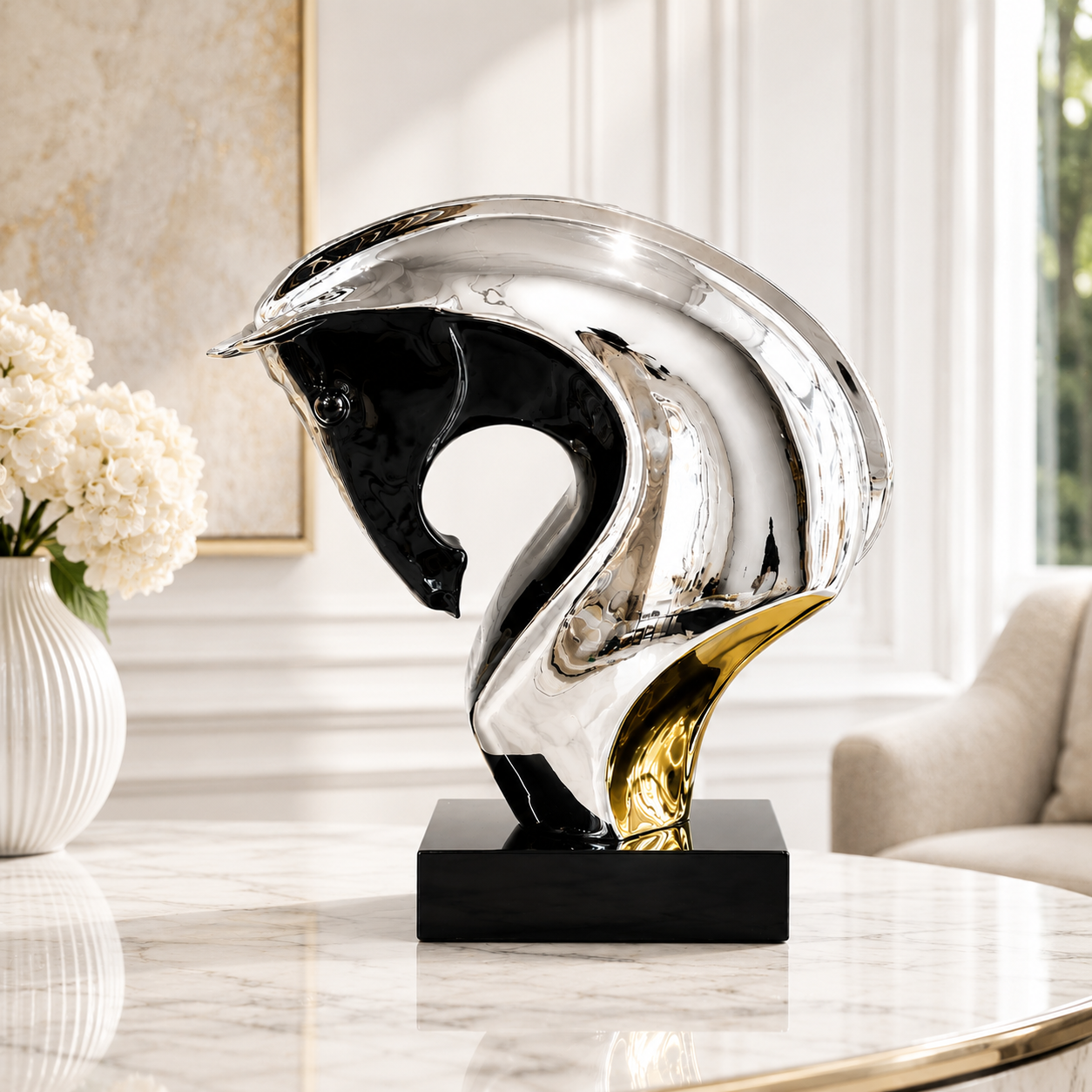 Stallion Chrome Abstract Horse Bust