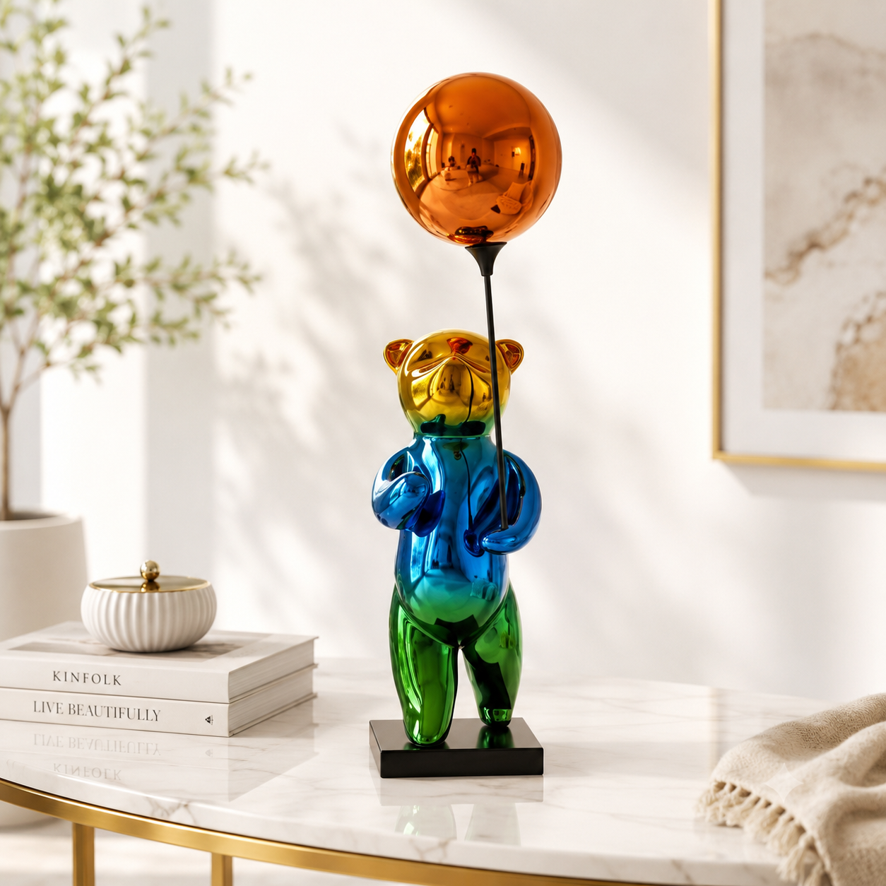 Modern Balloon Bear Sculpture – Luxury Decorative Showpiece