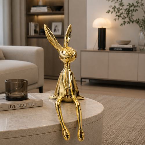 Modern Golden Sitting Rabbit Sculpture
