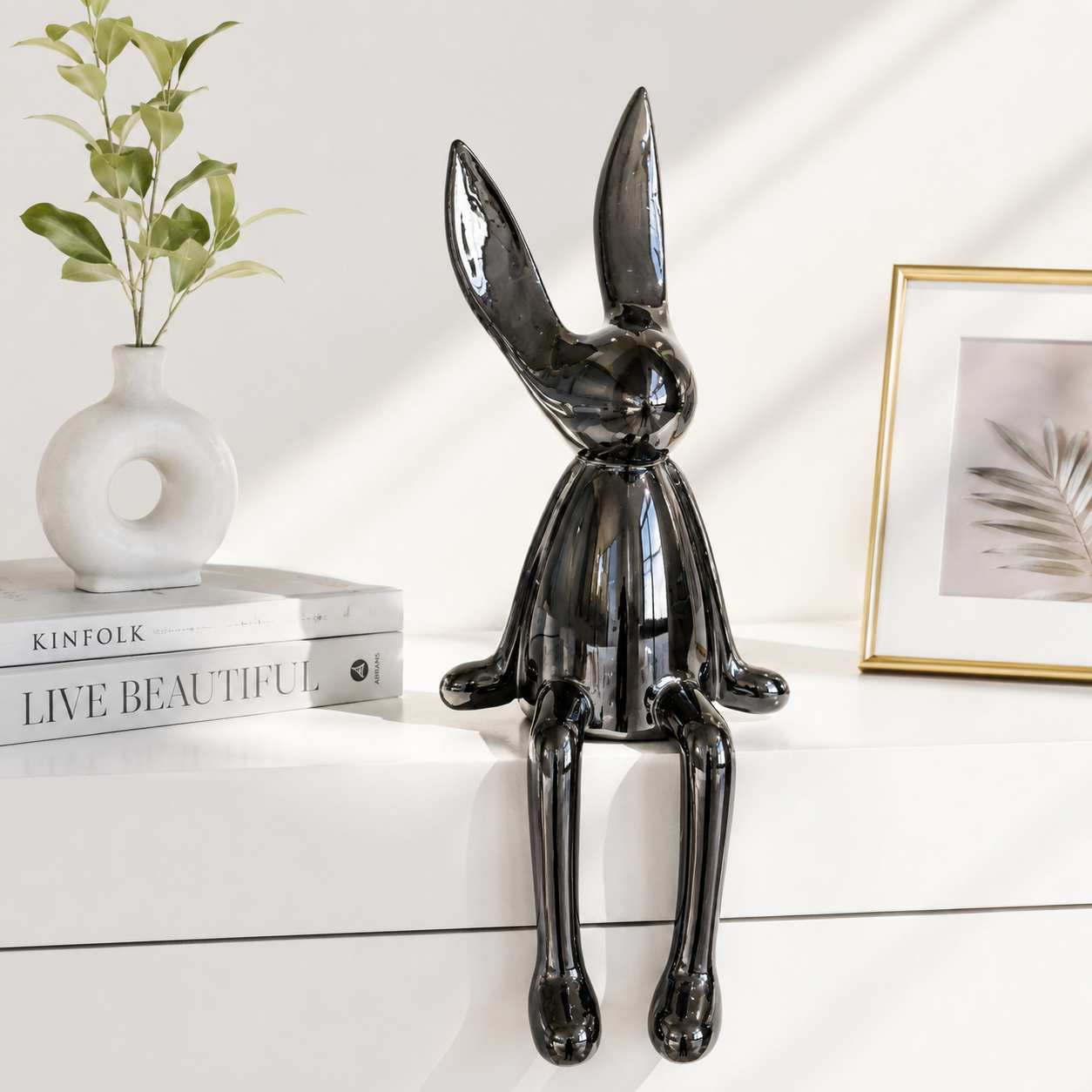 Modern Sleek Sitting Rabbit Sculpture