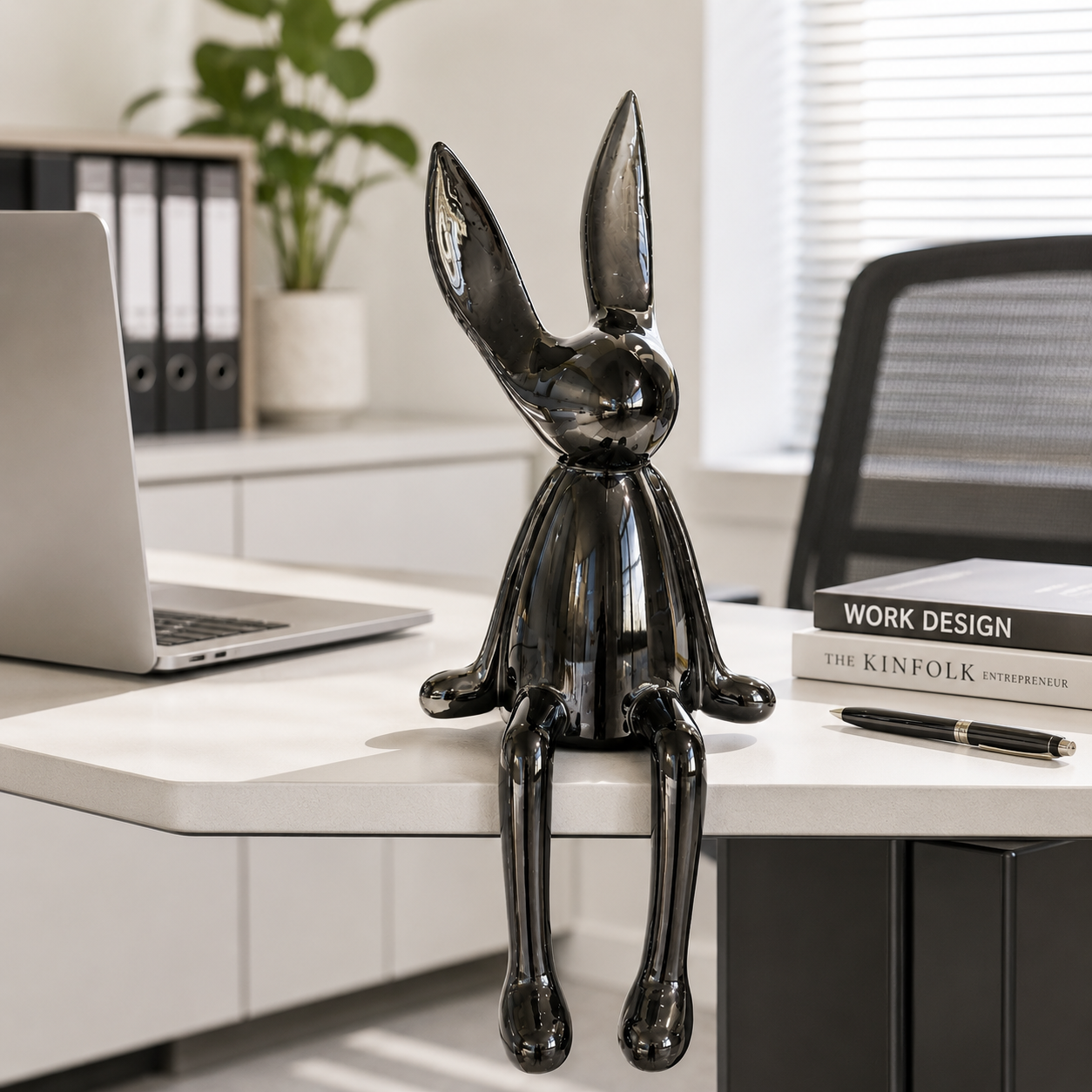 Modern Sleek Sitting Rabbit Sculpture