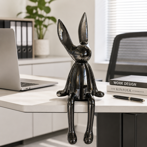 Modern Sleek Sitting Rabbit Sculpture