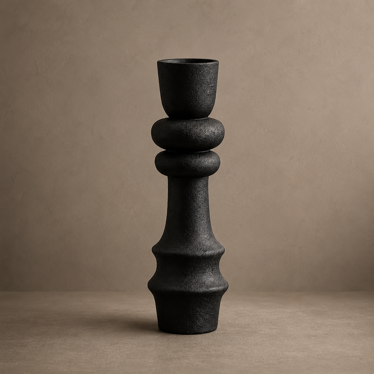 Textured Black Sculptural Vase