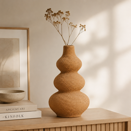 Textured Terracotta Tone Abstract Vase