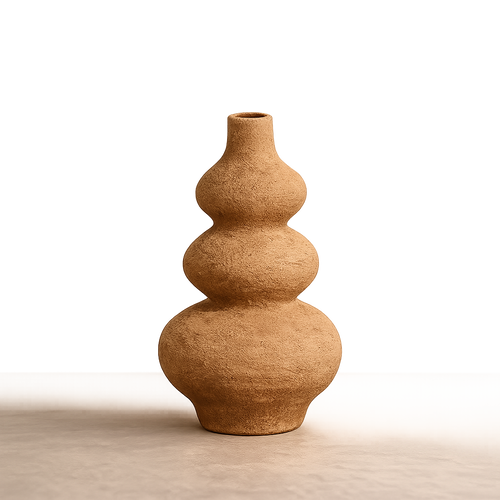 Textured Terracotta Tone Abstract Vase