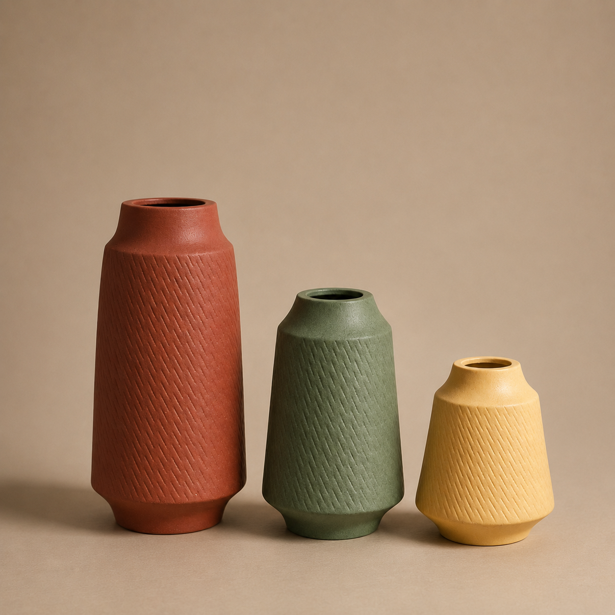 Textured Matte Decorative Vase Set
