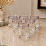 Amethyst Gold Rim Glass Set of 6