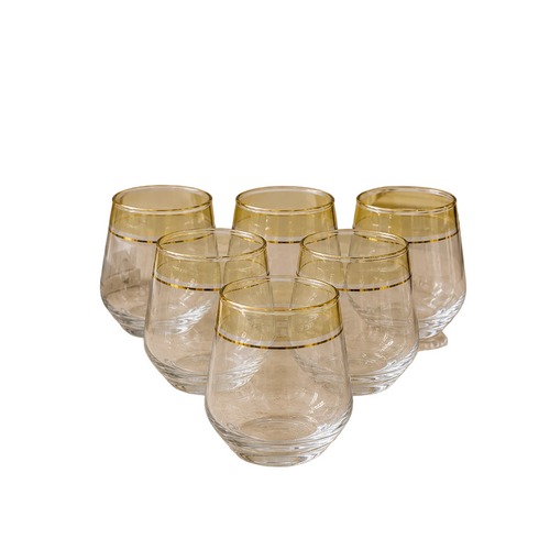 Amethyst Gold Rim Glass Set of 6
