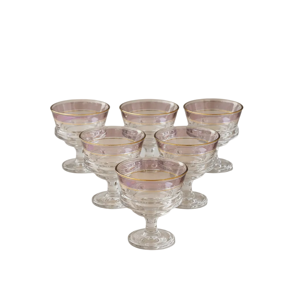Modern Blue Gold Rimmed Glass Set of 6