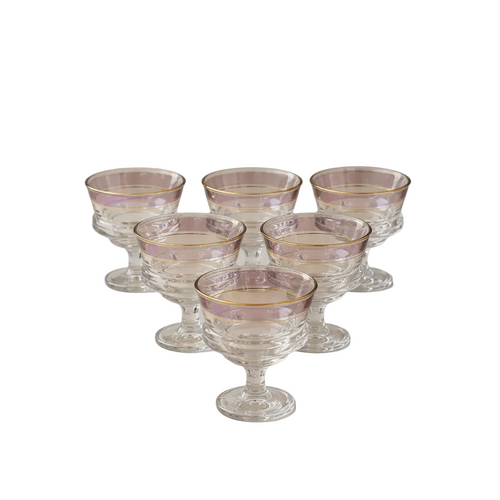Modern Blue Gold Rimmed Glass Set of 6