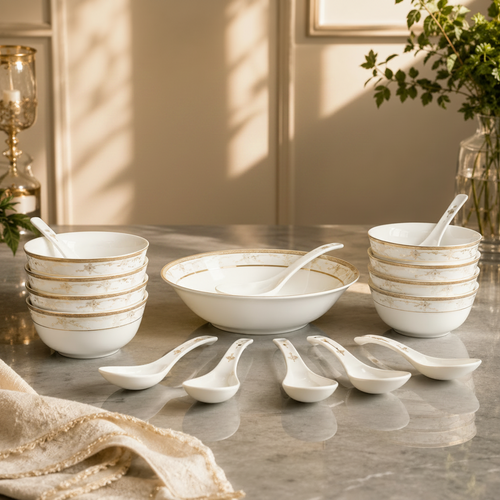 Modern Fine Bone Ceramic Soup Set of 7