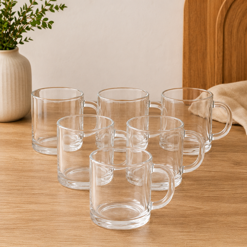 Minimalist Clear Glass Mug Set of 6