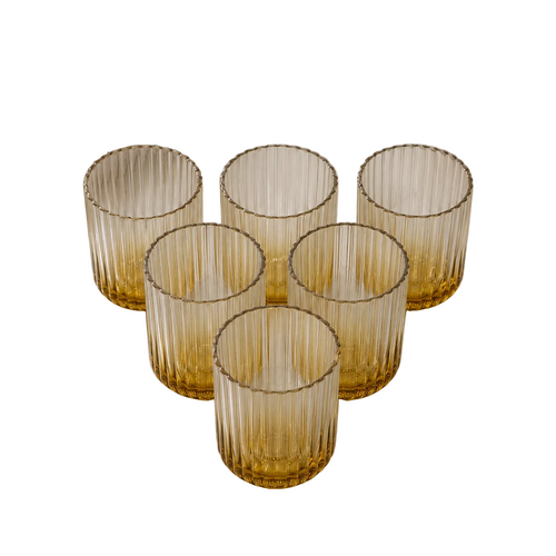 Elegant Vertical Ribbed Glass Set of 6
