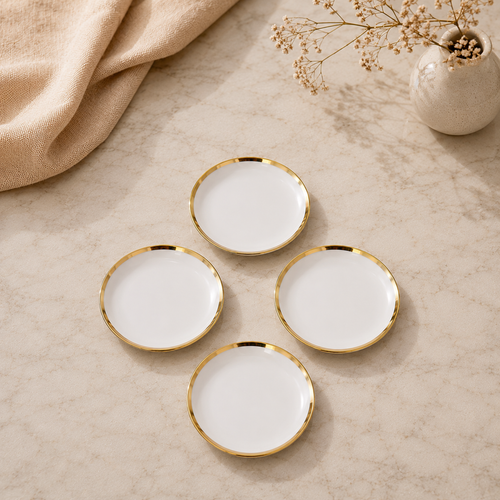 Luxury White & Gold Plate Set – 4 Pieces