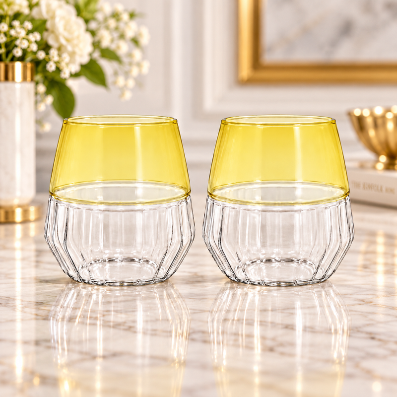 Elegant Two Tone Stemless Glassware Set 6 Piece (280ml)
