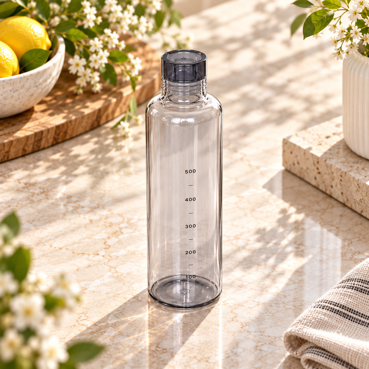 Modern Glass Hydration Tracker Bottle with Pastel Lid