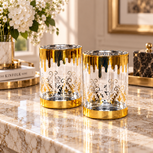 Modern Gold Dripping Glass 6 Piece Set
