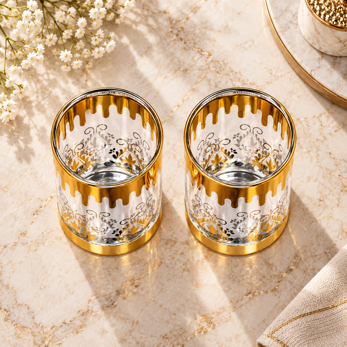 Modern Gold Dripping Glass 6 Piece Set