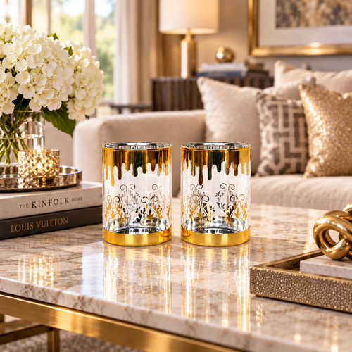 Modern Gold Dripping Glass 6 Piece Set