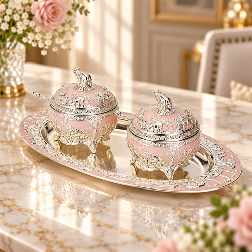 Imperial Elephant Bowl Set with Matching Tray