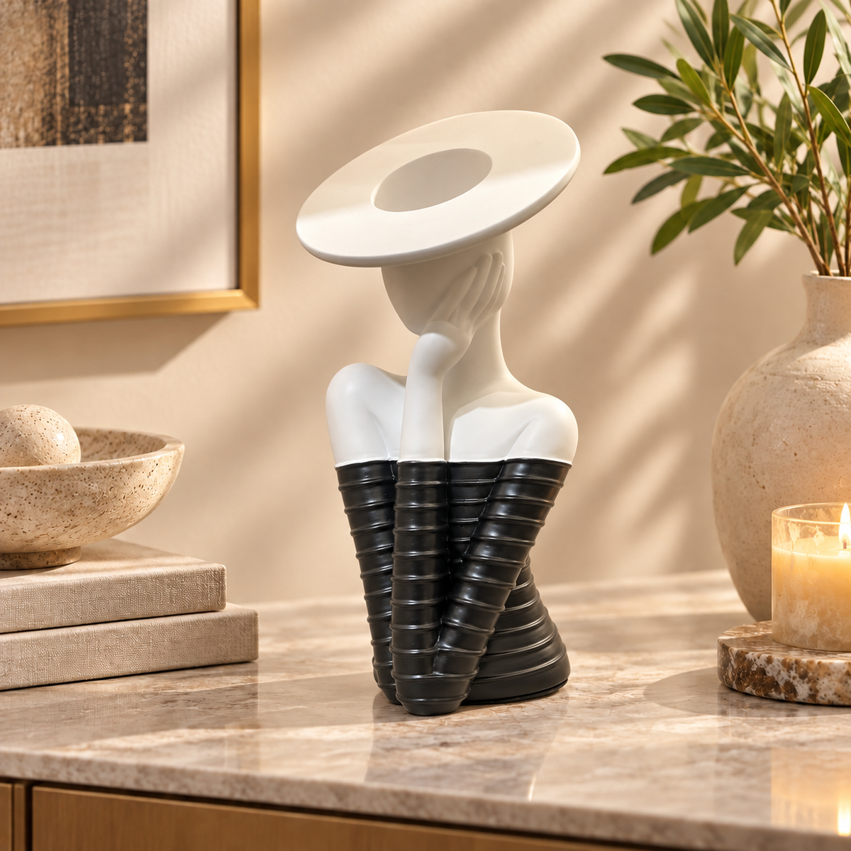 Modern Black and White Female Vase