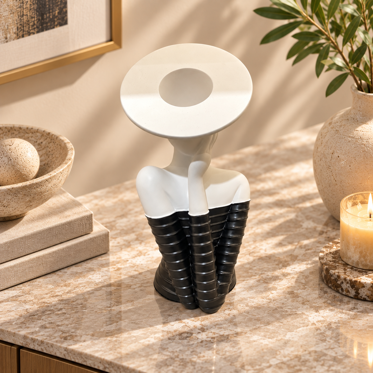Modern Black and White Female Vase