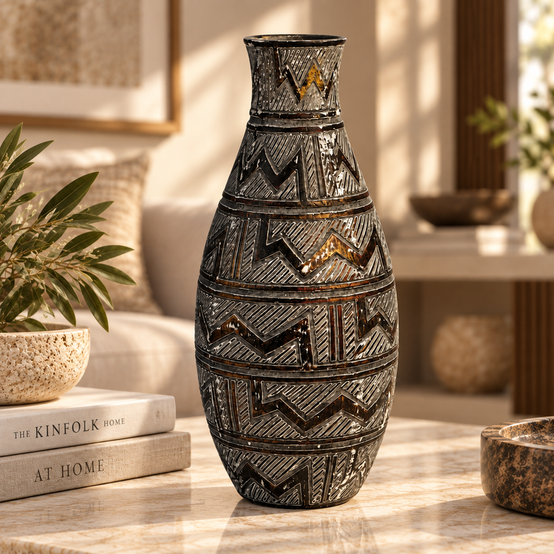 Magestic Distressed Charcoal Vase
