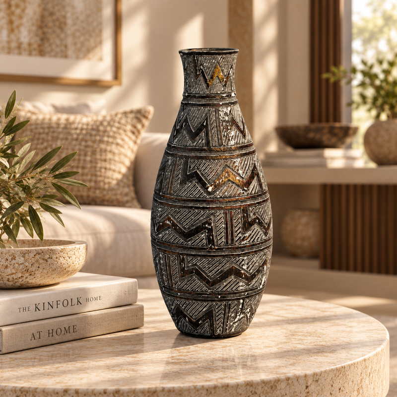 Magestic Distressed Charcoal Vase