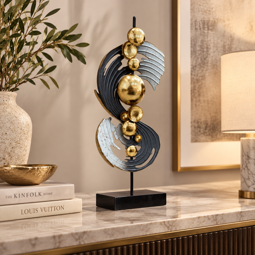 Modern Abstract Gold & Grey Sculpture