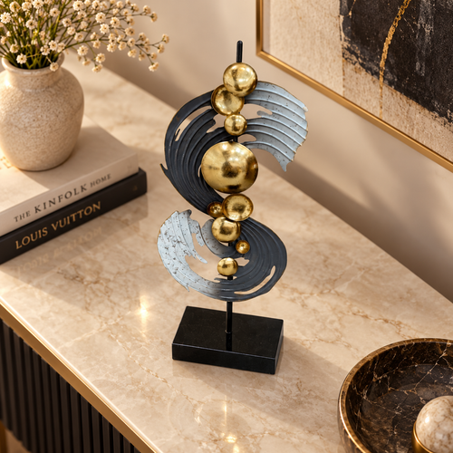 Modern Abstract Gold & Grey Sculpture