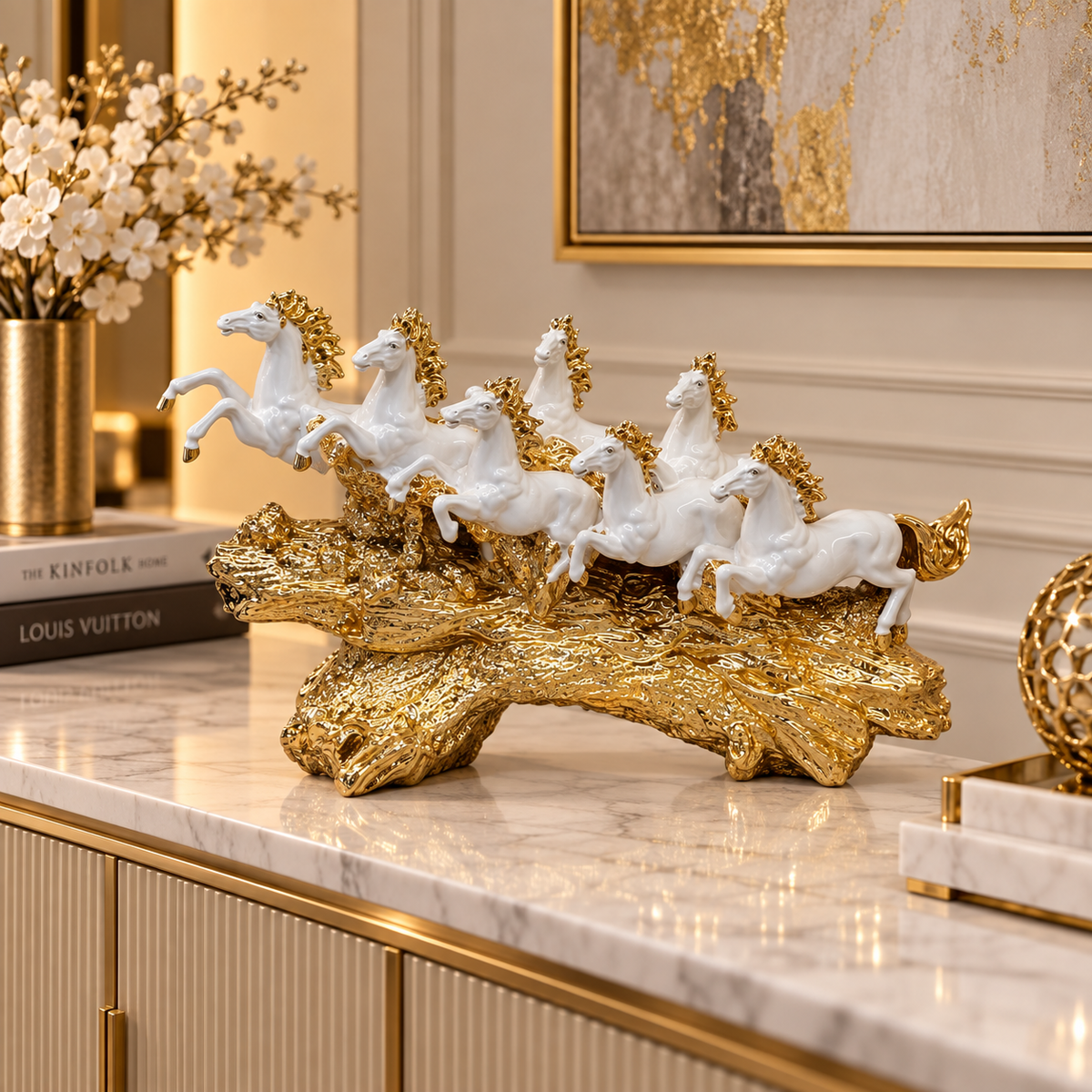 Imperial 7 Galloping Horses Prosperity Sculpture