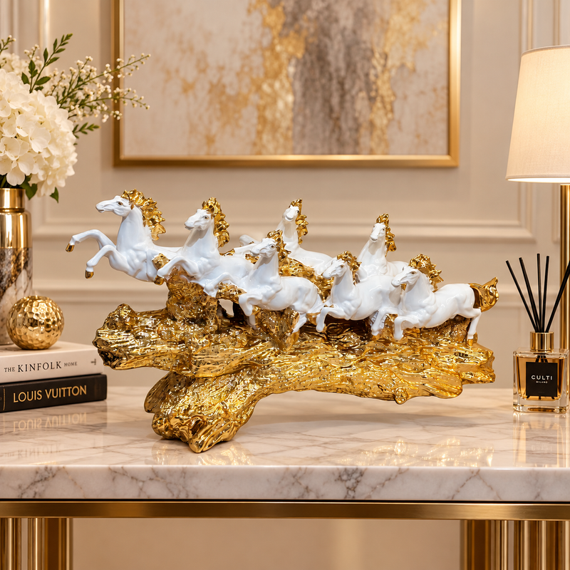 Imperial 7 Galloping Horses Prosperity Sculpture