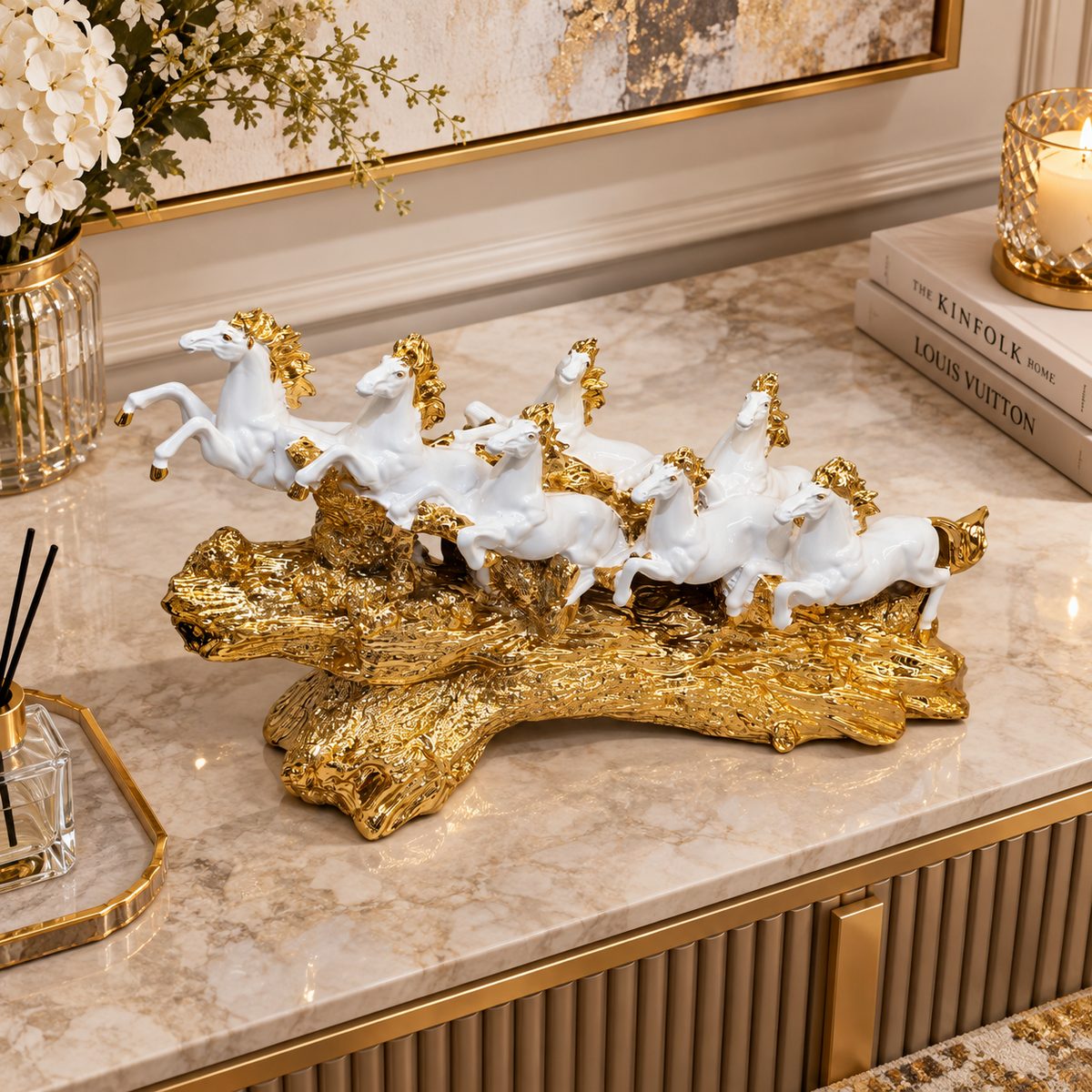 Imperial 7 Galloping Horses Prosperity Sculpture