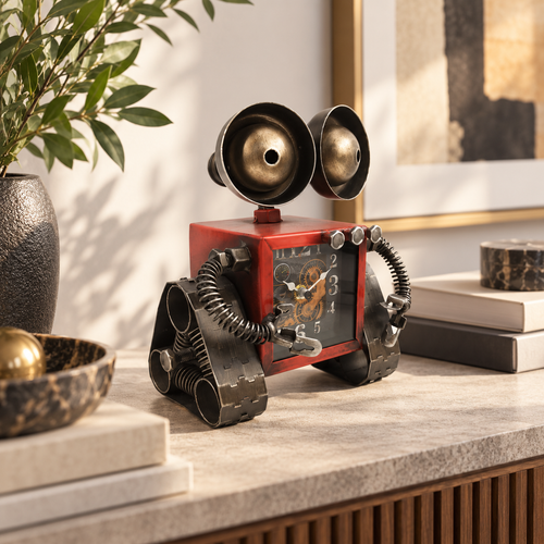 Vintage Metal Robot Desk Clock